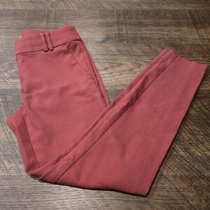 Loft Red Skinny Dress Pants Work Trousers Cotton Casual Preppy 0